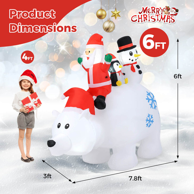 Online 4ft Polar Bear with Penguin Inflatable